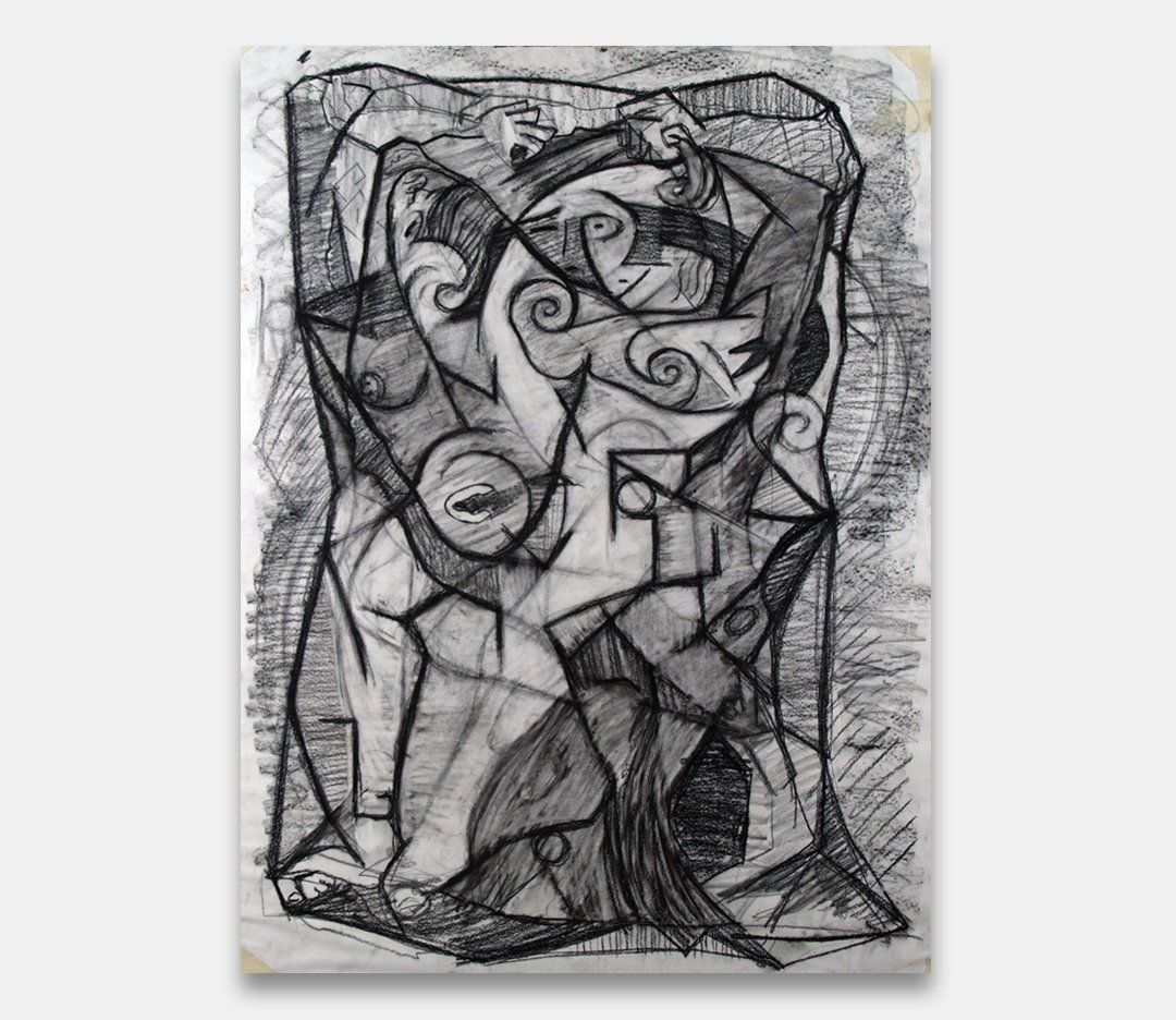 Apollo & Daphne | Abstract Charcoal Drawing by John Varriano