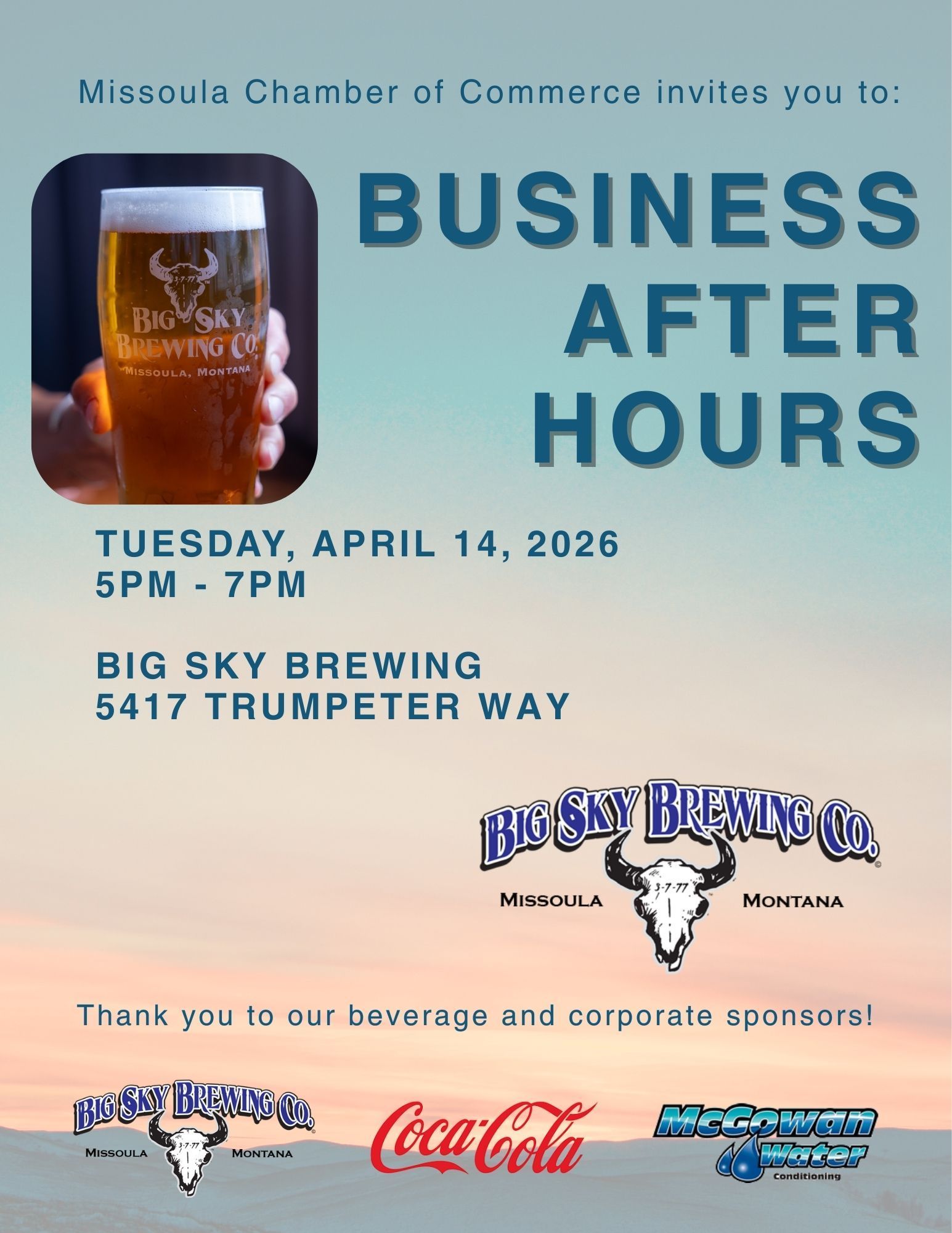 A business after hours flyer hosted at the Peak in Missoula