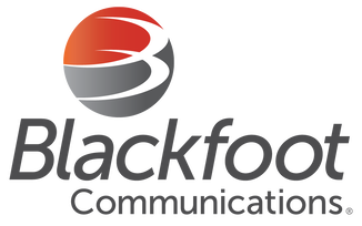 A logo for blackfoot communications with a red and gray circle