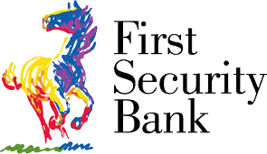 The first security bank logo has a colorful horse on it.