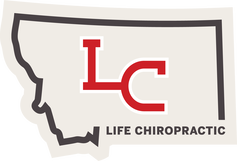 The logo for life chiropractic is a map of montana.