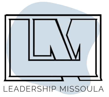 A black and white logo for leadership missoula