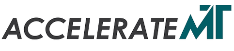 A logo for accelerate mt is shown on a white background.