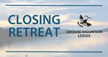 A logo for the grouse mountain lodge shows a bird flying over a lake.