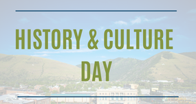 A poster for history and culture day with a city in the background