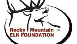 The rocky mountain elk foundation logo is a black and white elk with antlers.