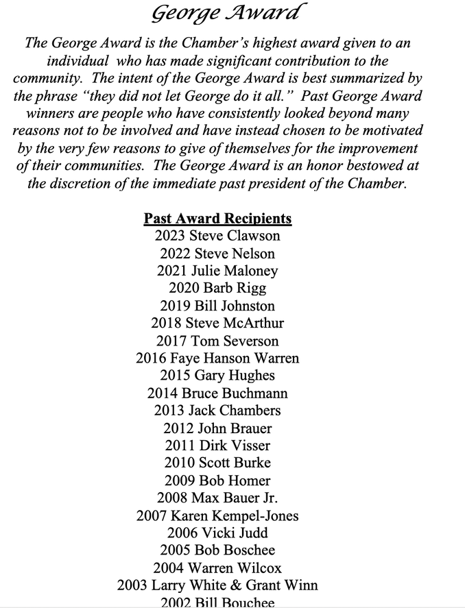 The george award is the chamber 's 
