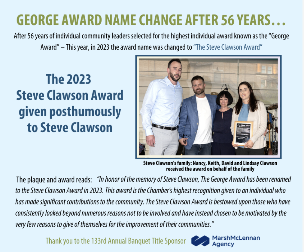 A group of people standing next to each other with the words george award name change after 56 years