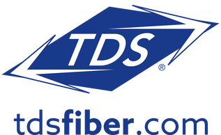 A blue and white logo for tds fiber.com