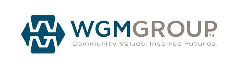 The logo for wgm group is a community value , inspired futures.