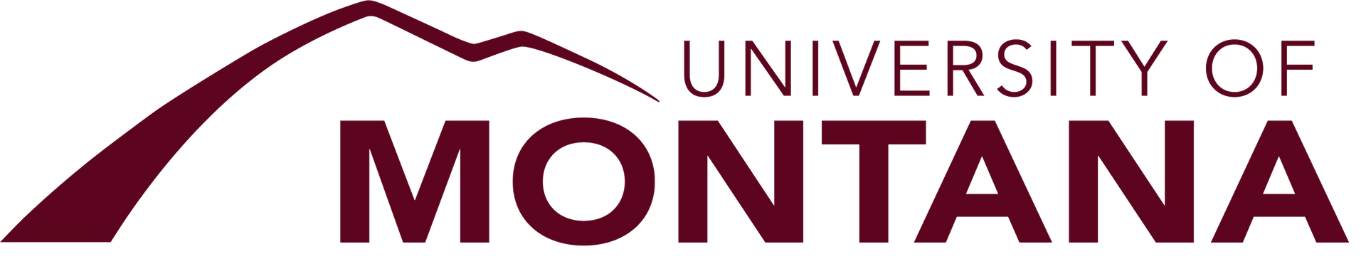 A logo for the university of montana with a mountain in the background