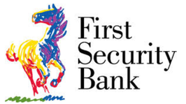 The first security bank logo has a colorful horse on it