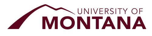 A logo for the university of montana with a mountain in the background