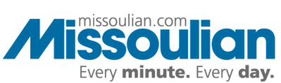 The missoulian logo is blue and white and says every minute every day.