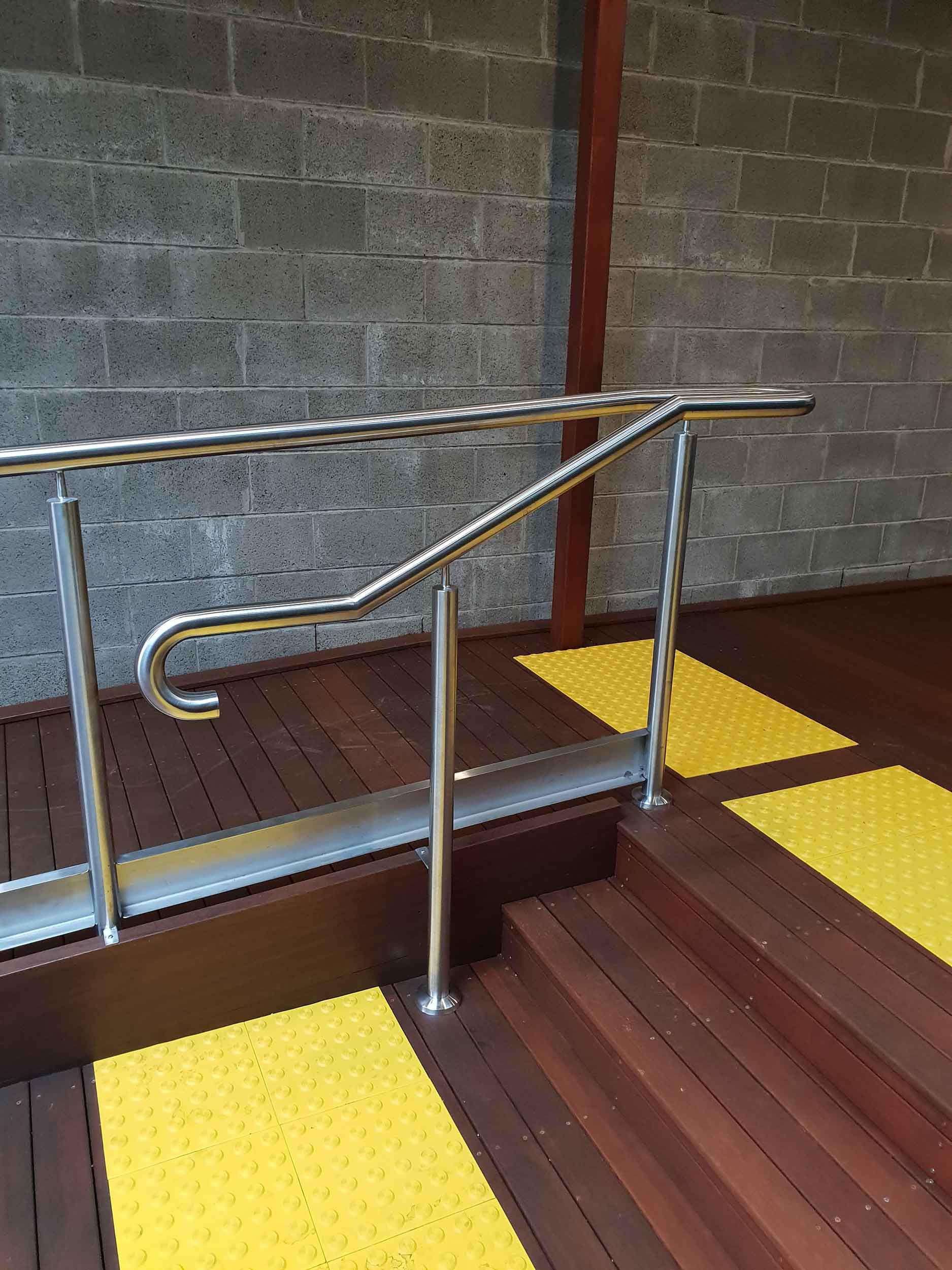 Steel Handrail and Wood Floor — Cardiff, NSW — M P Stainless Steel Manufacturing