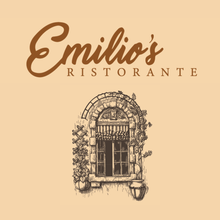 A logo for emilio 's ristorante with a drawing of a window