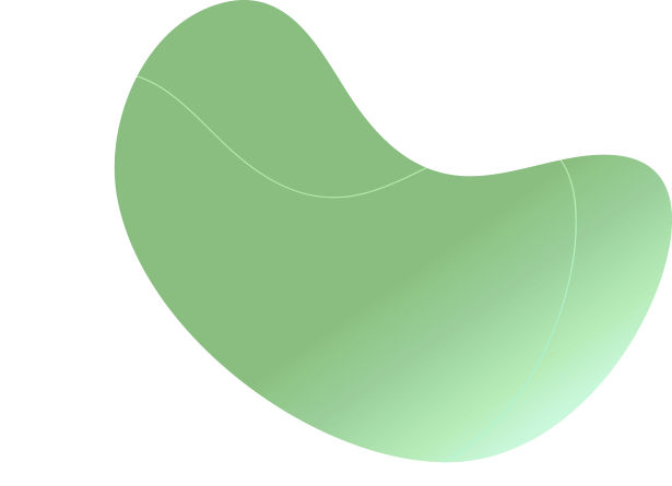 Green fluid bubble shape graphic with white outline