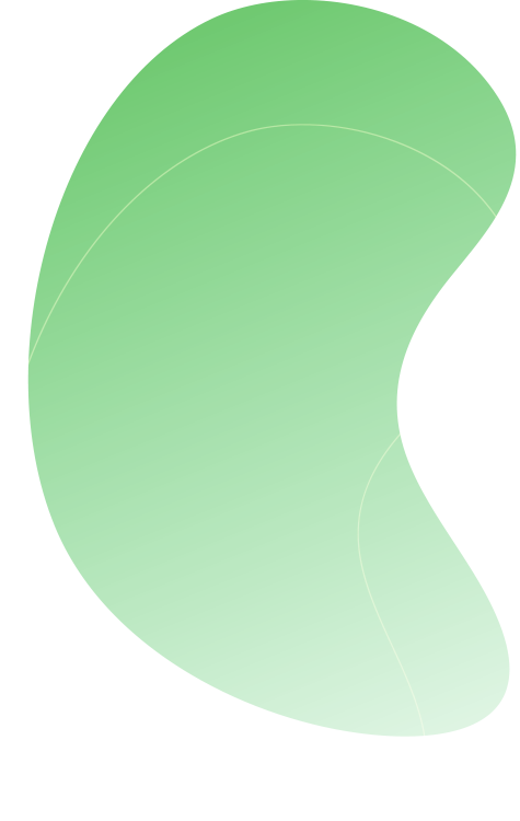 Green fluid bubble shape graphic with white outline