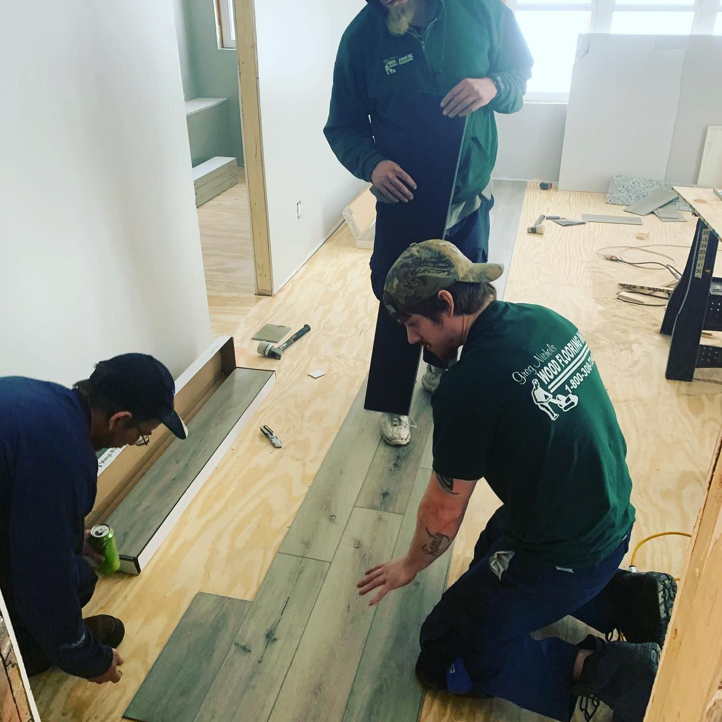 Workers Installing Wood Flooring - Three Rivers, MI - Greg Nichols Wood Flooring Inc