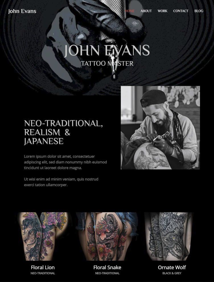 Website Design Sample Illustrated Tattoo Machine