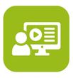 An icon of a person sitting in front of a computer screen.