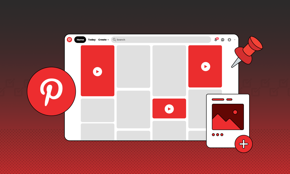 An illustration of a pinterest page with a pin on it.