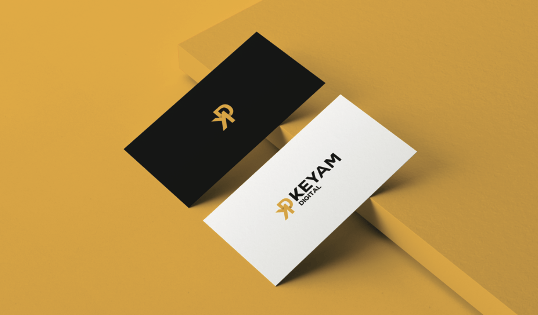 A black and white business card with the word keyam on it