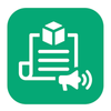 A green icon with a box and a megaphone on it.