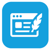 An icon of a website with a feather on it