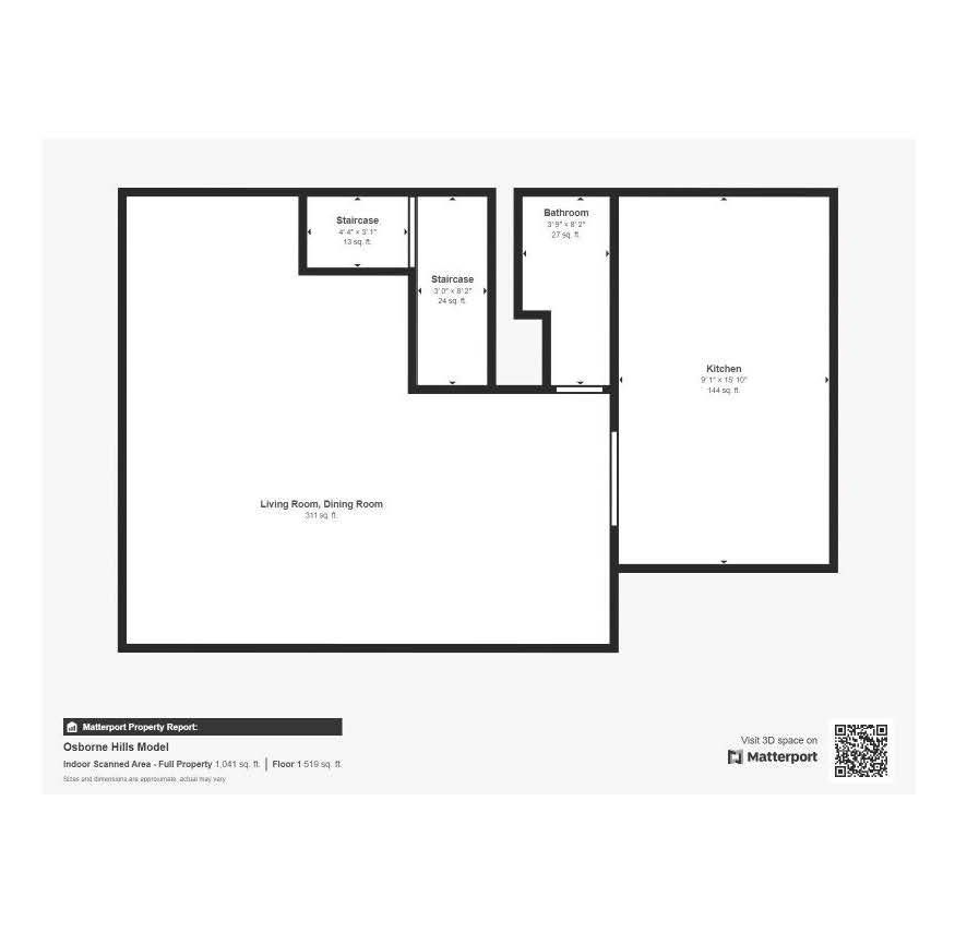 Floor plan of a 2-bedroom, 1.5-bathroom apartment with leasing office information.