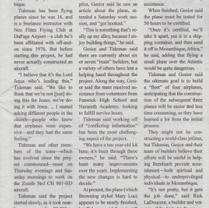 A newspaper article about tideman and gesier