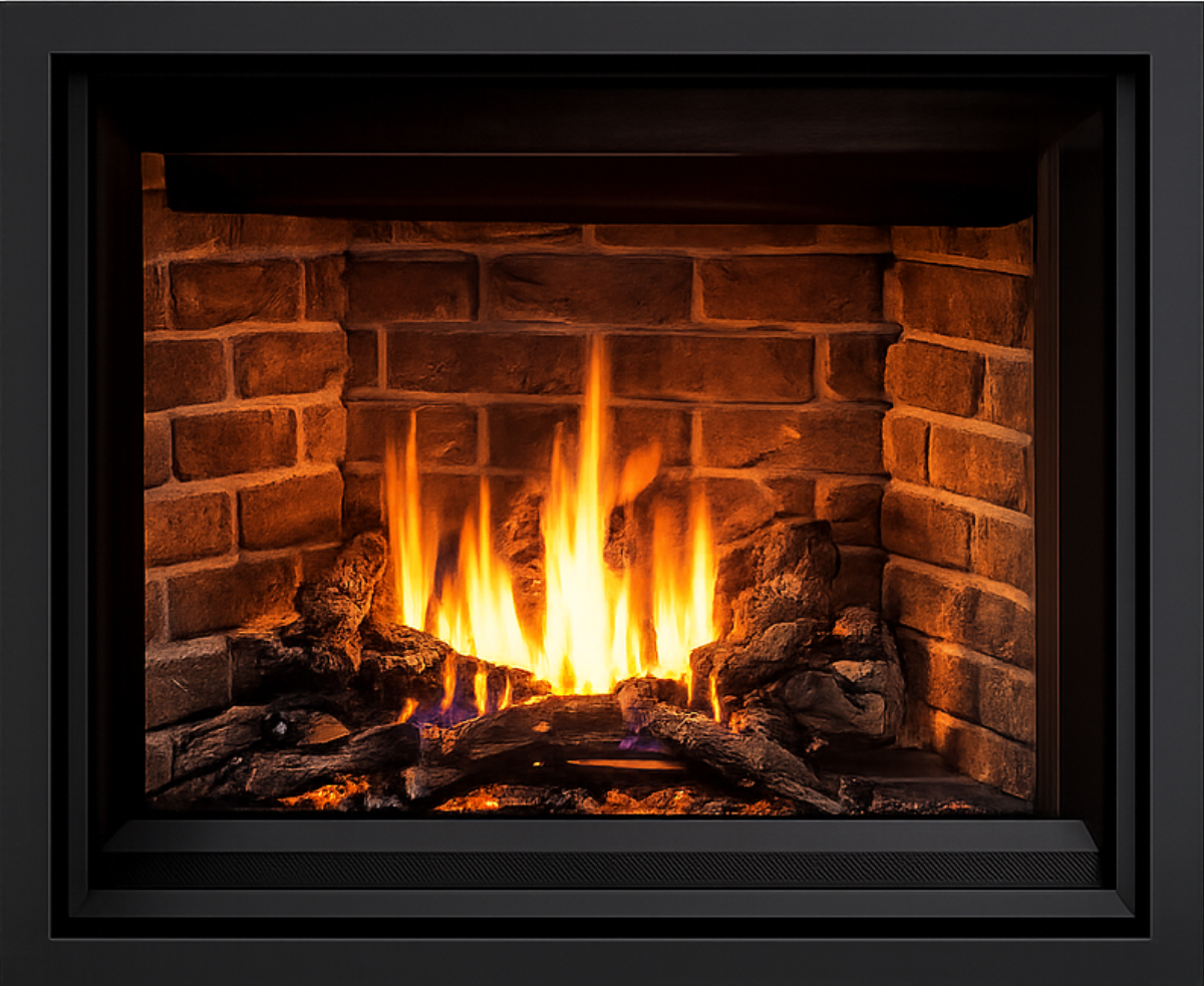 Enviro G39 linear direct vent gas fireplace with contemporary black surround