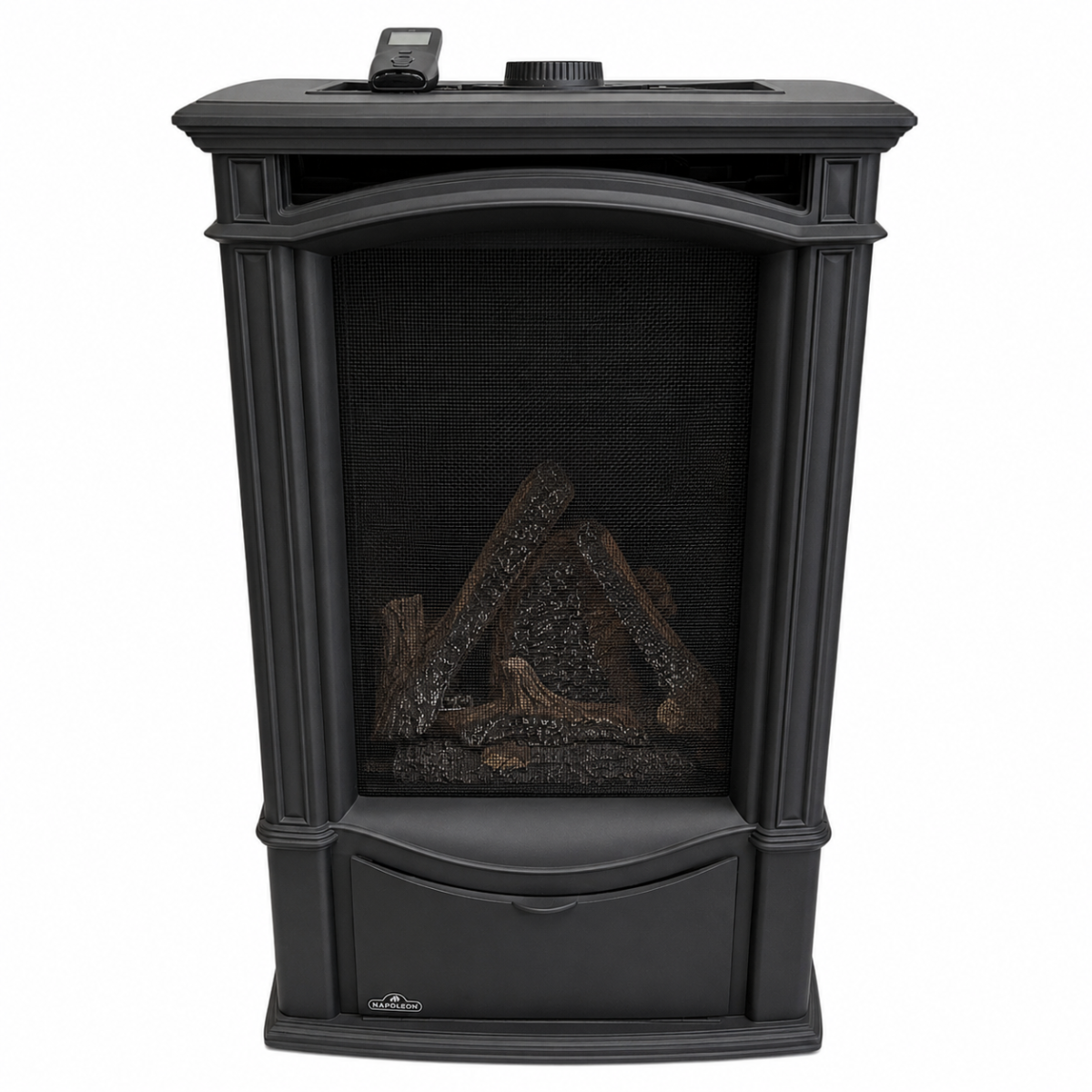 Napoleon Castlemore cast-style direct vent gas stove in black finish