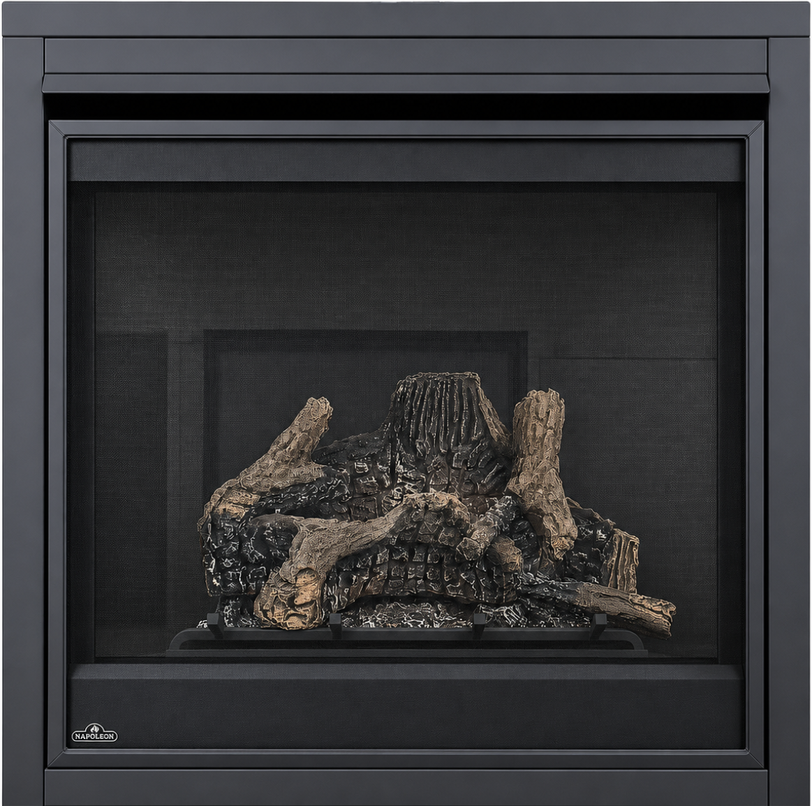 Napoleon Ascent GX70 direct vent gas fireplace with contemporary black surround