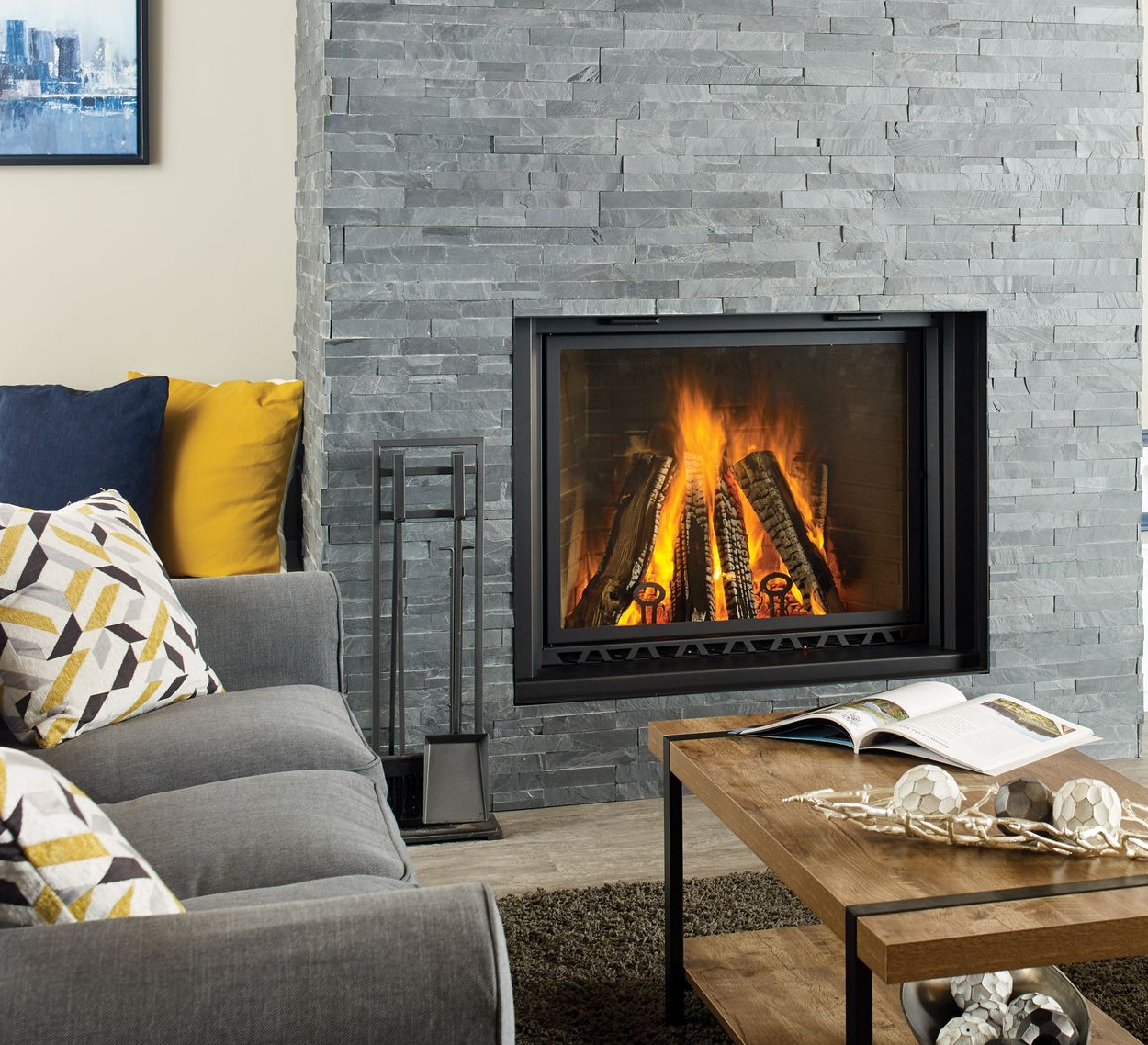 Indoor wood fireplace in Yelm, WA installed by Capital City Stove & Grill Center