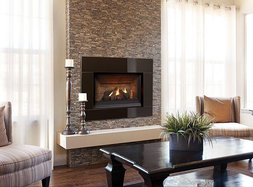 Indoor gas fireplace with glowing flames and efficient heat in Aberdeen, WA