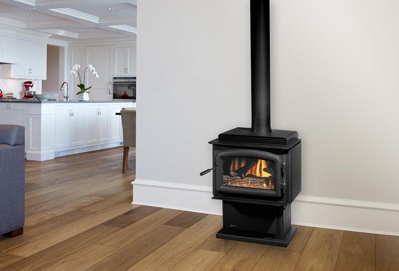 Modern gas heating stove providing warmth and style in Hoquiam, WA