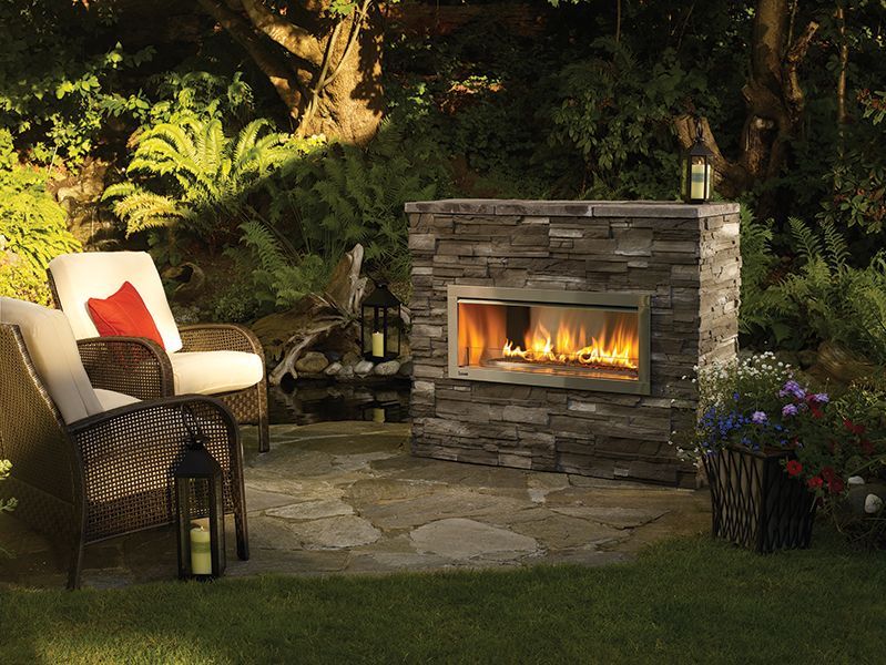 Cozy outdoor gas fireplace creating ambiance in Shelton, WA