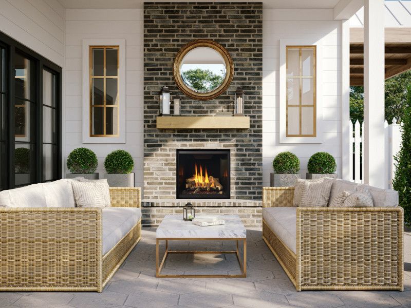Glowing gas fireplace perfect for coastal evenings in Grays Harbor, WA