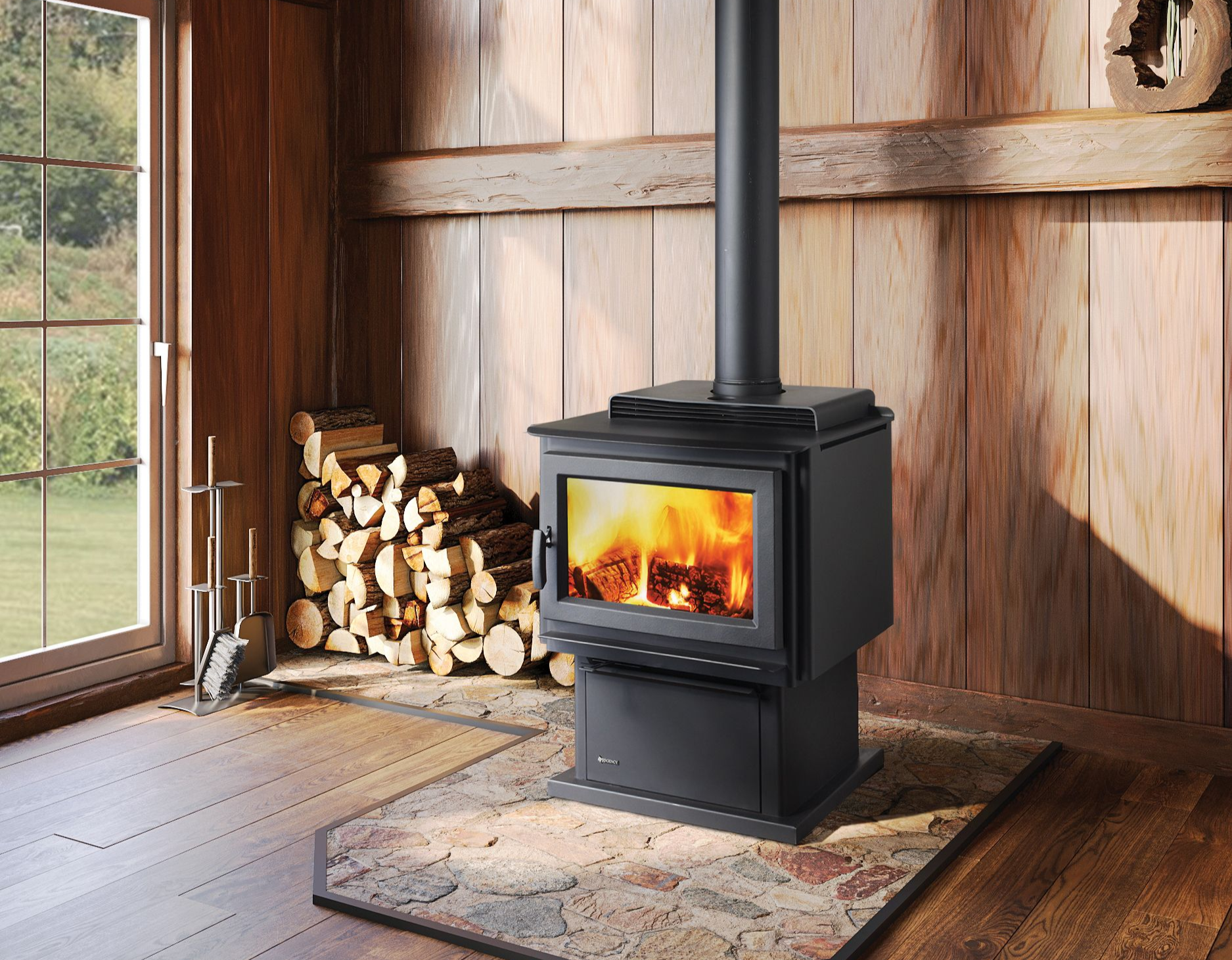 Wood burning stove creating warmth and comfort in Olympia, Wa installed by Capital City Stove & Grill Center