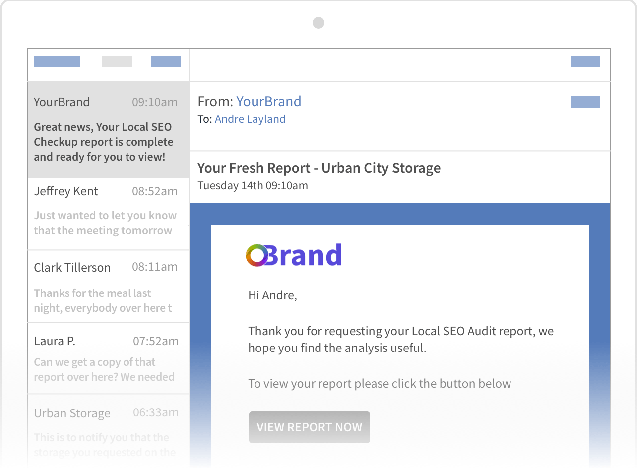 A screenshot of an email from a company called brand