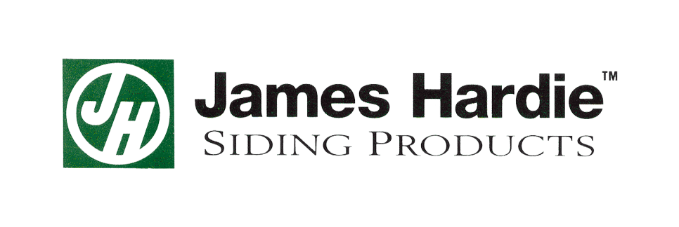 The logo for james hardie siding products is green and white.