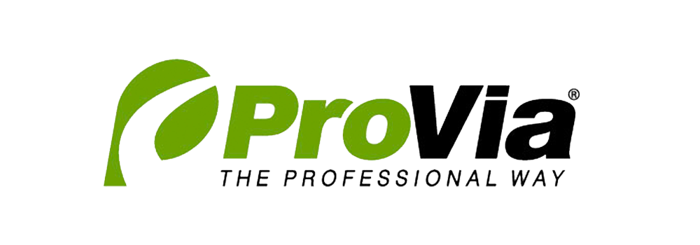 The provia logo is green and black and says the professional way.