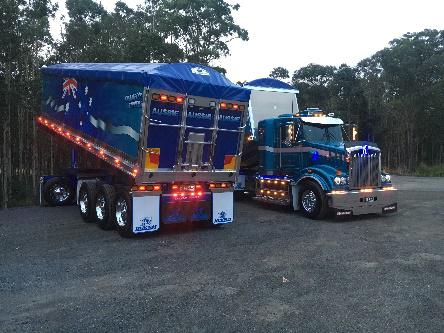 View of a truck extension parked separately