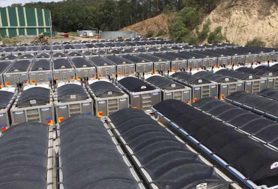 Top view of parked trailers