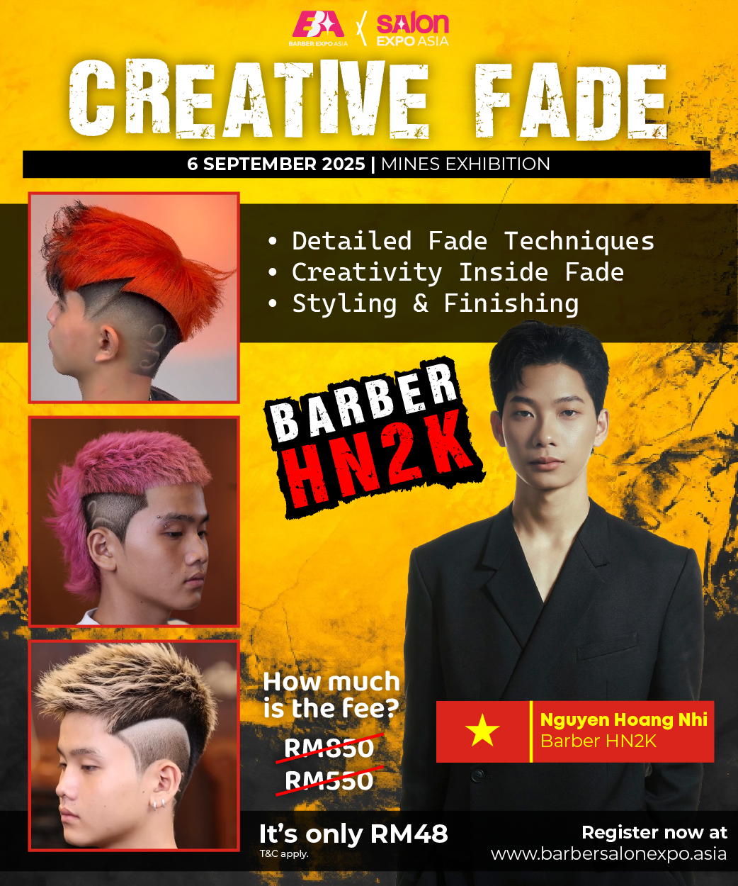 Korean haircut workshop. Features models, hairstylist Lee Young Ken, and details on sectioning, scissorwork, and styling.