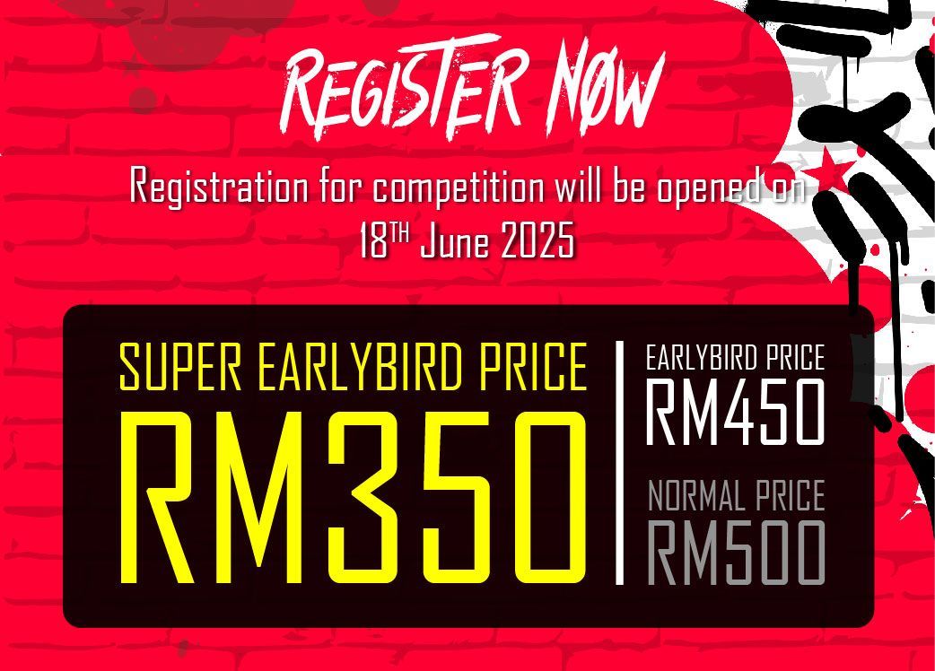 A sign that says register now on it