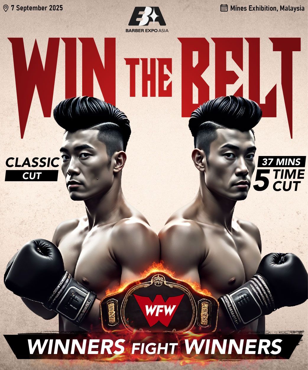A poster that says win the belt on it