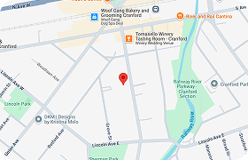 Map of Cranford, NJ, with a red location marker near the intersection of Lincoln Ave E and Grove St, near Rahway River Parkway.