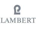 Ein Lambert-Logo auf weißem Hintergrund.